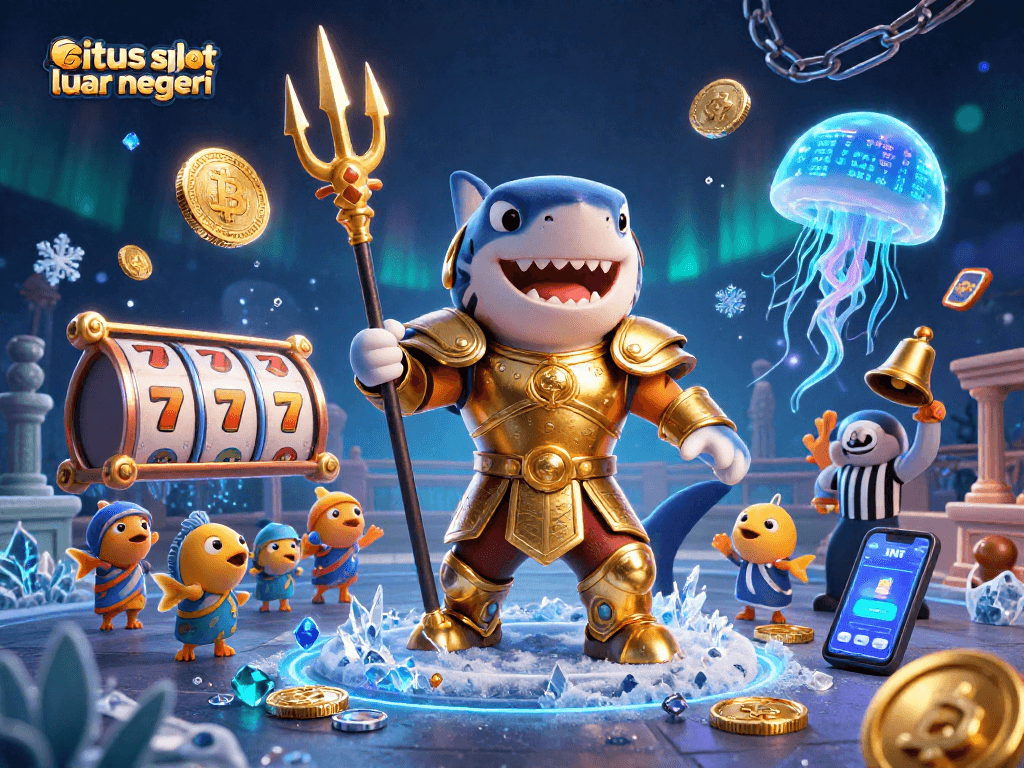 Engage with the thrilling situs slot luar negeri experience featuring a tiger shark in gladiator armor.