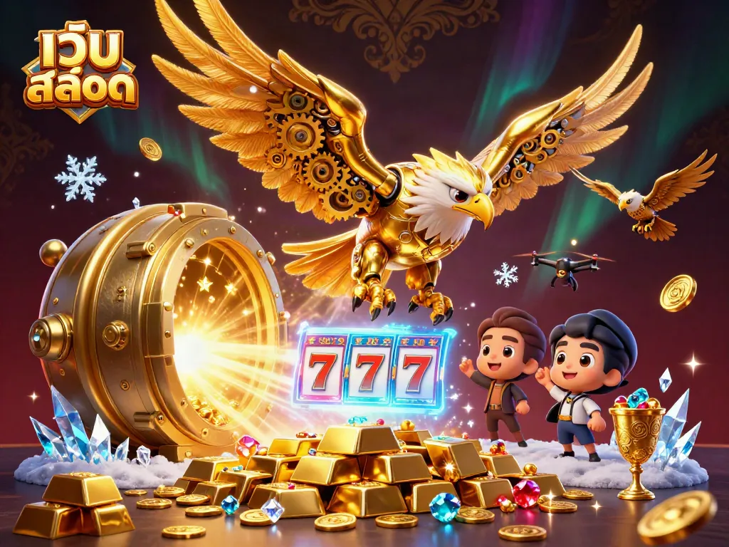 นักพนันจะได้พบกับเว็บ สล็อต ที่มีภาพอันน่าตื่นเต้นของนกอินทรีทองคำพร้อมแก็ดเจ็ตภายในที่แสดงถึงความหรูหราในโลกของคาสิโน