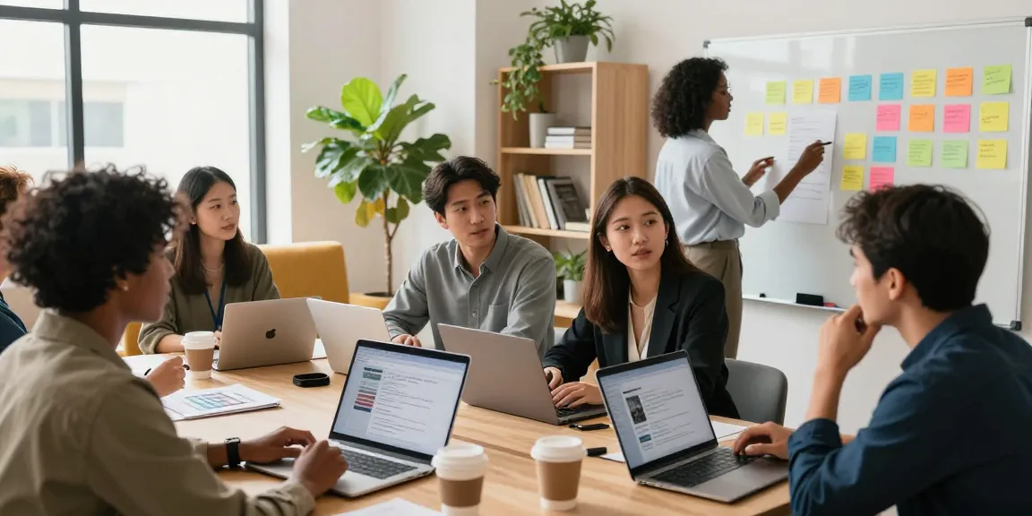 Self-employed professionals engaging in a networking session to strengh up your portfolio through collaborative discussions.
