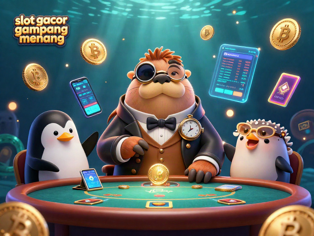 Experience the thrill of slot gacor gampang menang with a whimsical underwater poker scene featuring charming characters!