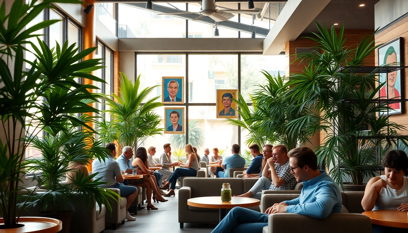 Engaged patrons enjoying the atmosphere at cannabis clubs Lloret de Ma, showcasing a vibrant community space.