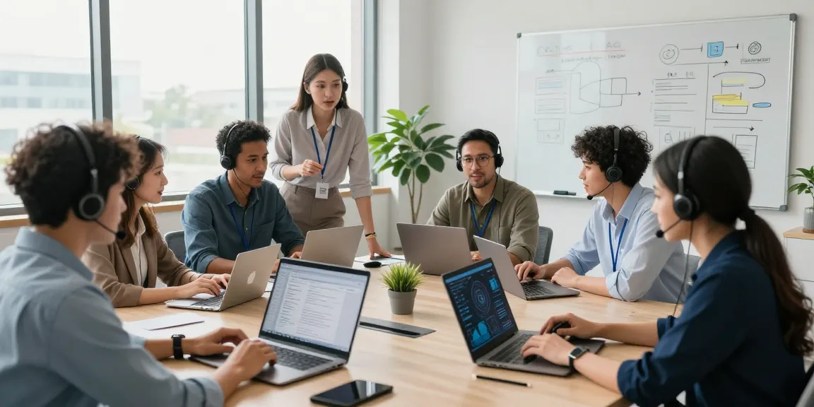 IT support for small business team collaborating in a modern office.