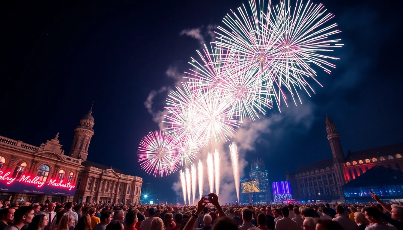Exciting fireworks display in Manchester showcasing vibrant colors and festive atmosphere