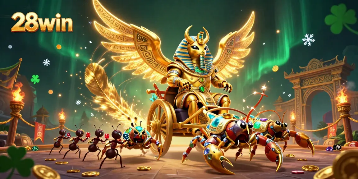 Engage with 28win's thrilling gambling experience featuring a 3D cartoon scene of epic bets and vibrant gameplay.