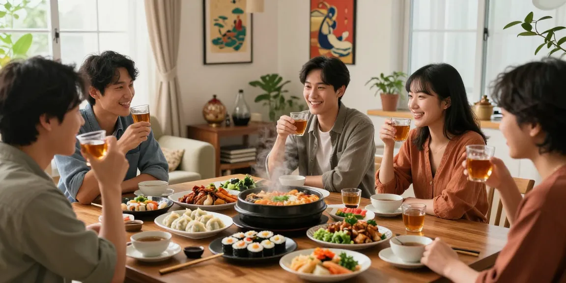 Gathering at https://hanadultalk.com showcasing Asian cuisines and cultural discussions in a vibrant, cozy setting.