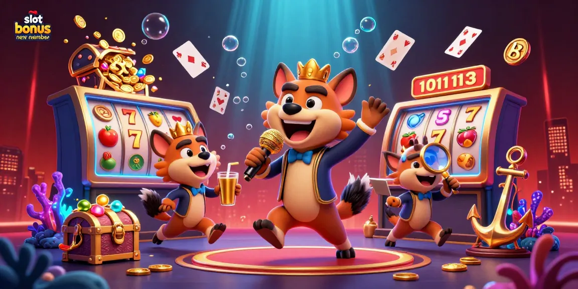 Experience winning moments with the slot bonus new member at a vibrant and humorous casino scene.