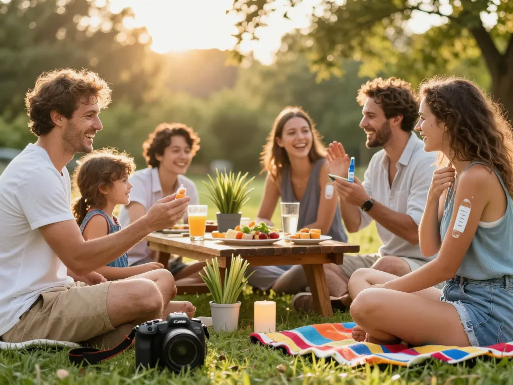 Applying the Best Mosquito Repellent at a summer barbecue for effective outdoor protection.