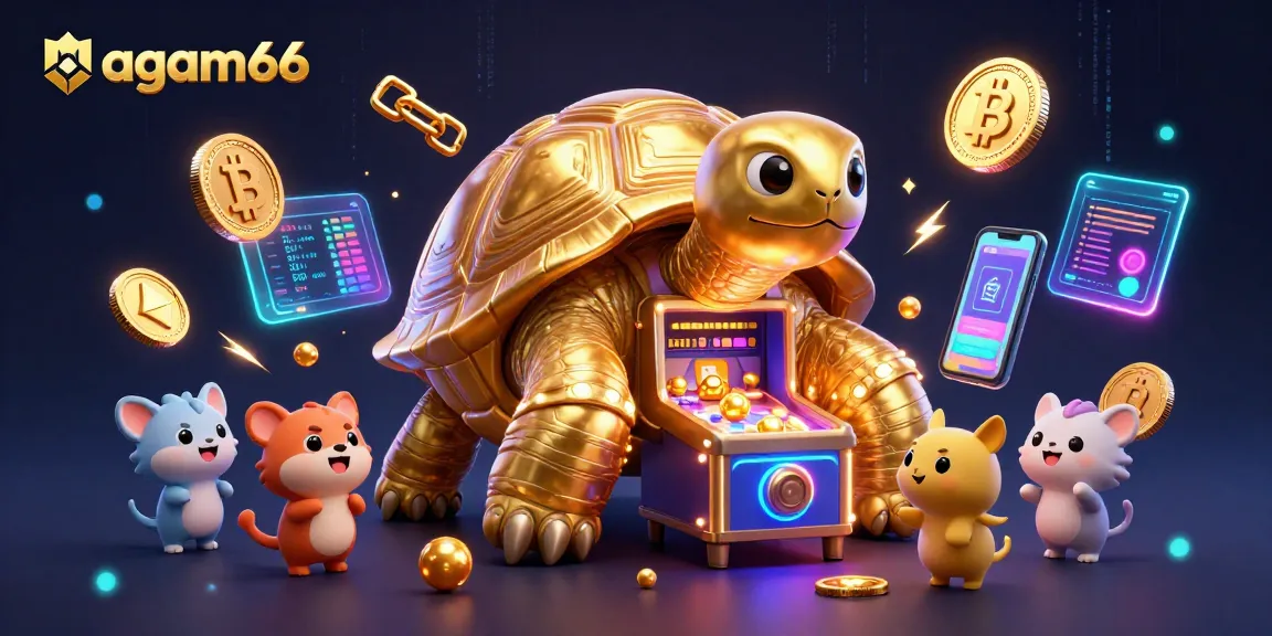 Experience thrilling gameplay with agam66 in this vibrant 3D illustration featuring exciting arcade elements.