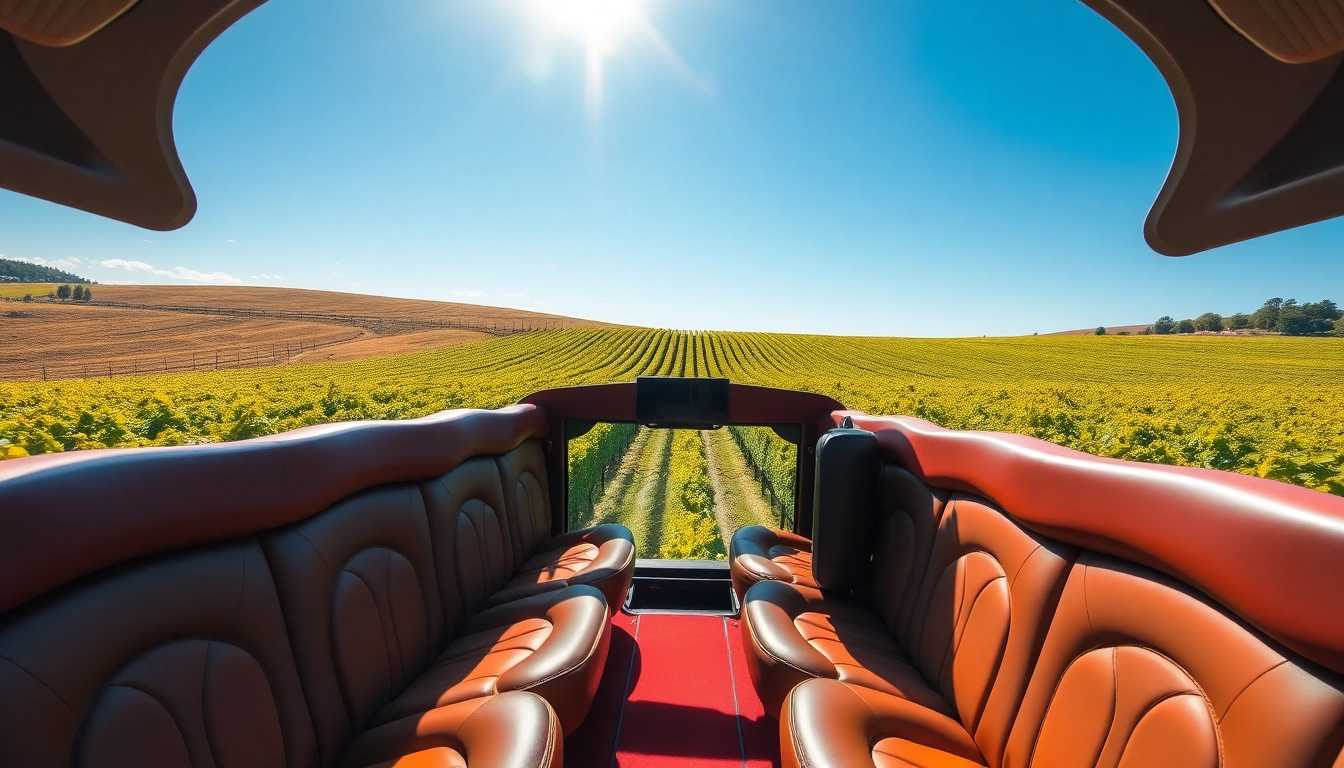 Enjoy a luxurious limo bus wine tour through beautiful vineyards with friends.