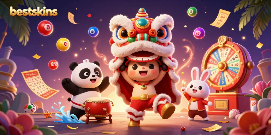Engage with vibrant gaming elements featuring bestskins, celebrating excitement and luck in a lively casino scene.