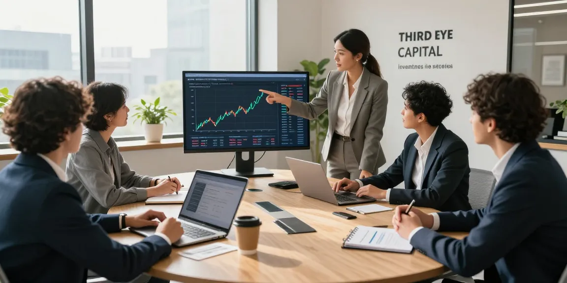 Team collaborating on Third Eye Capital investment strategies in a modern corporate office.