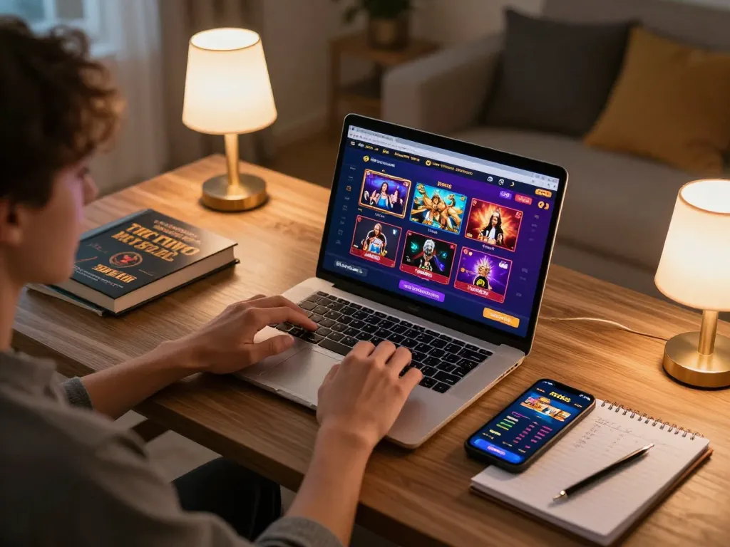 Experience the thrilling gameplay at 789win link while enjoying a cozy online gambling setup featuring modern devices.