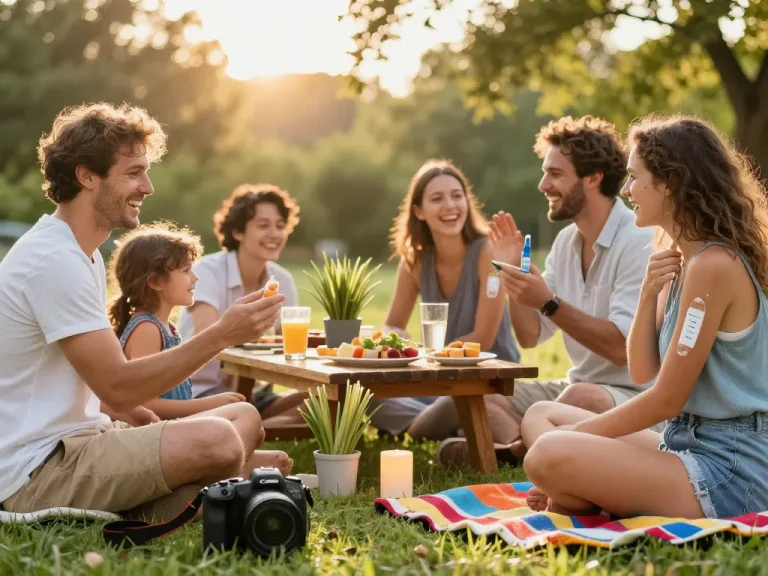 Applying the Best Mosquito Repellent at a summer barbecue for effective outdoor protection.