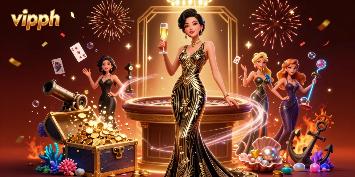 Experience the excitement of vipph with an elegant woman celebrating at a vibrant casino scene.