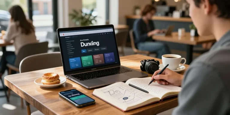 eco friendly crypto mining strategies being researched at a cozy coffee shop, showcasing laptops, digital wallets, and blockchain diagrams
