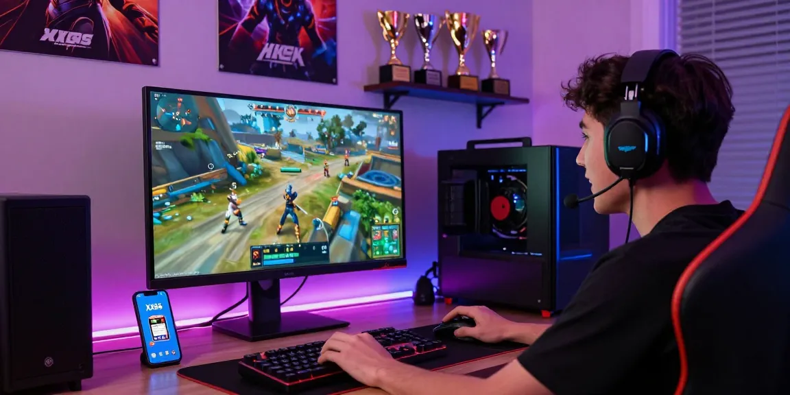 Player enjoying a thrilling game on XX88 platform surrounded by gaming accessories and vibrant lighting.