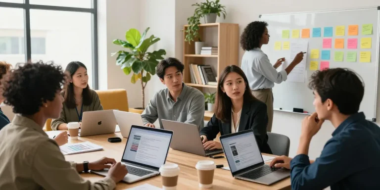 Self-employed professionals engaging in a networking session to strengh up your portfolio through collaborative discussions.