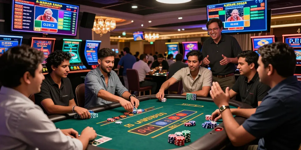 Exciting live Andar Bahar game in a bustling casino with real cash opportunities.