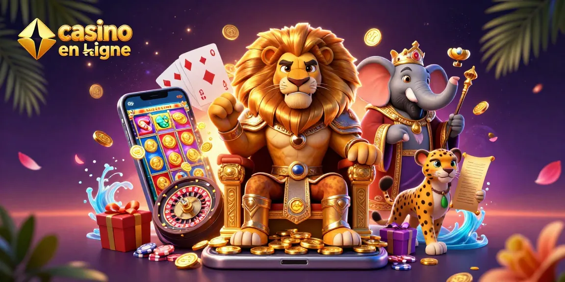 Découvrez les casinos en ligne CASHlib avec un roi lion sur son trône d'or et des éléments de jeu dynamiques.