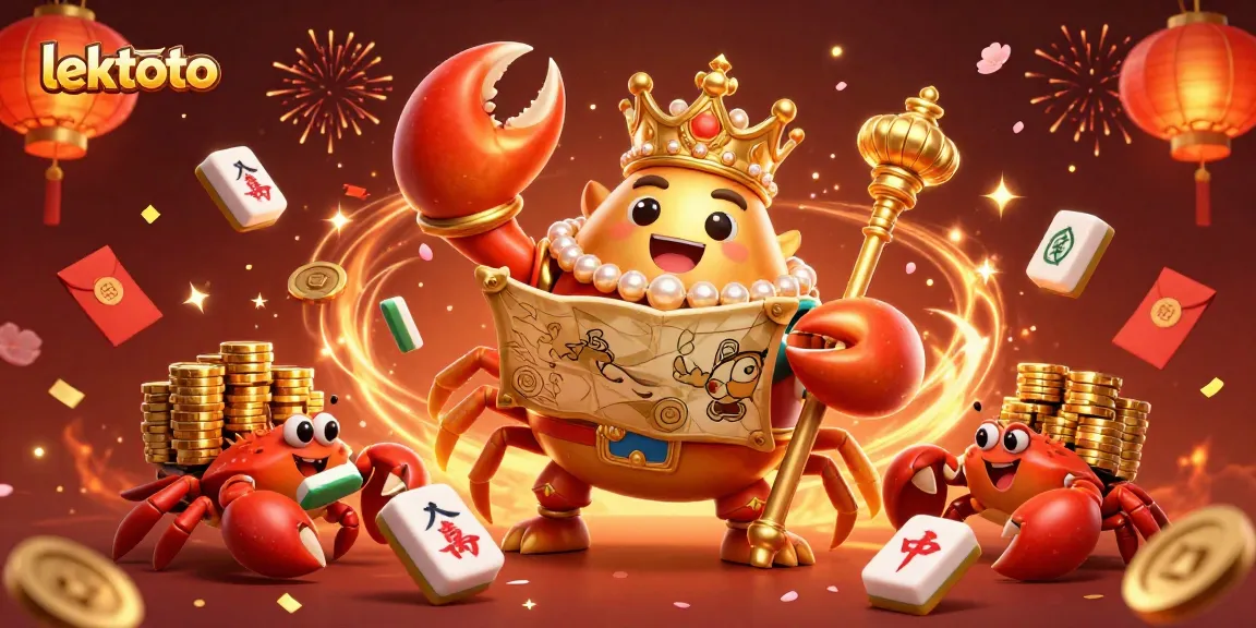 Experience excitement with lektoto as a golden crab emperor commands treasures in a vibrant casino scene.
